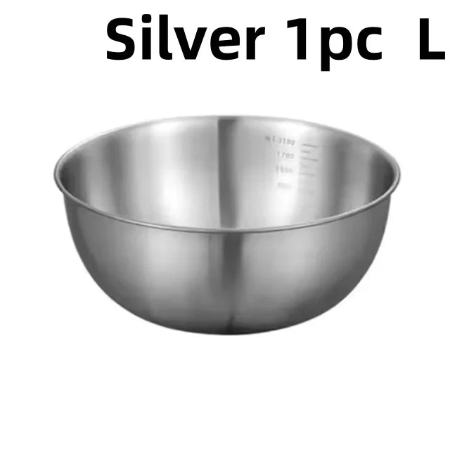 17/19/22CM Stainless Steel Salad Bowls Egg Flour Mixing Basin Fruit Vegetable Noodle Container for Kitchen Tableware Baking Tool