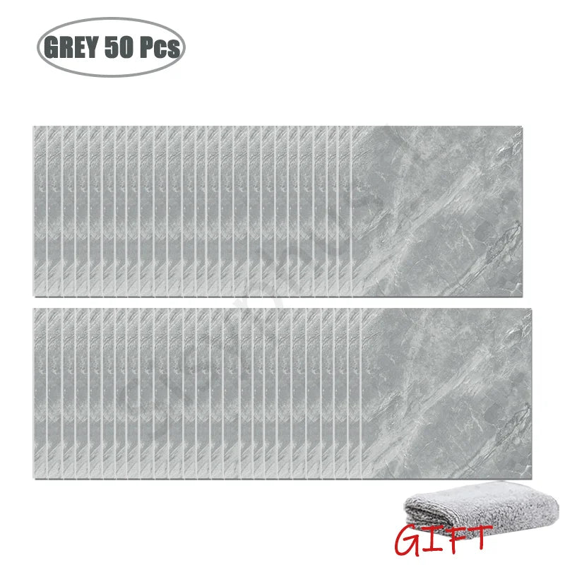 10-50Pcs PVC Marble Wall Stickers Self-Adhesive Thickened Tile Sticker Bathroom Waterproof Floor Sticker Kitchen Home Decoration