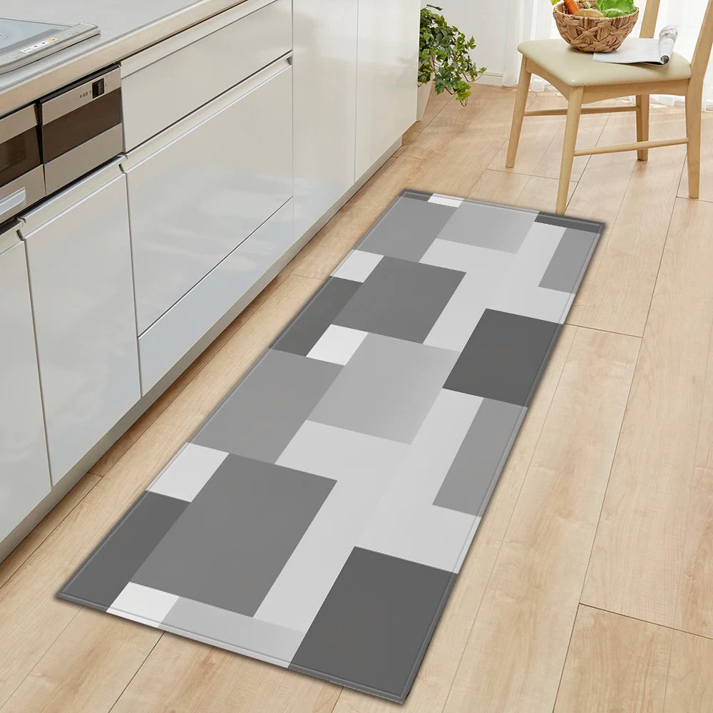 Plaid Kitchen Mat Home Living Room Balcony Bedroom Floor Decoration 3D Carpet House Hallway Entrance Door Bath Non-Slip Foot Rug