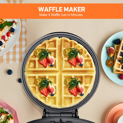 Electric Nonstick 8-inch Waffle Maker, Belgian Waffles, Compact Design,  Easy to Clean, Hash Browns, Snacks, Sandwich, Eggs