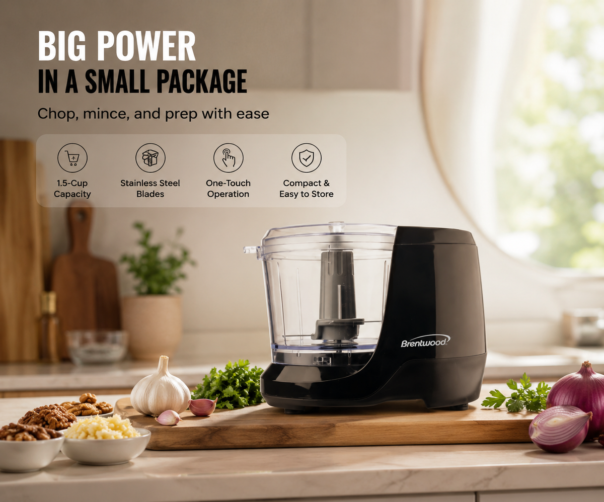 1.5-Cup Mini Food Chopper with Stainless Steel Blades