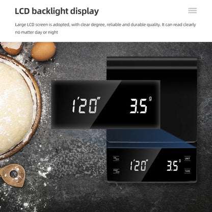 3kg/0.1g Coffee Scale with Timer Kitchen Tools Digital Multifunction Weighing Scale Pour Over Drip Espresso Scale LCD Display