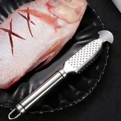 Stainless Steel Fish Scale Scraper & Belly Knife – Multi-Use Ginger & Garlic Grater Kitchen Tool