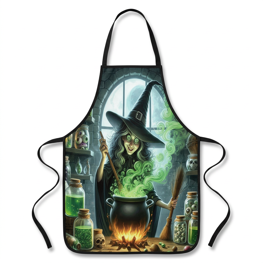 Witch Potion Bottle Print Kitchen Apron