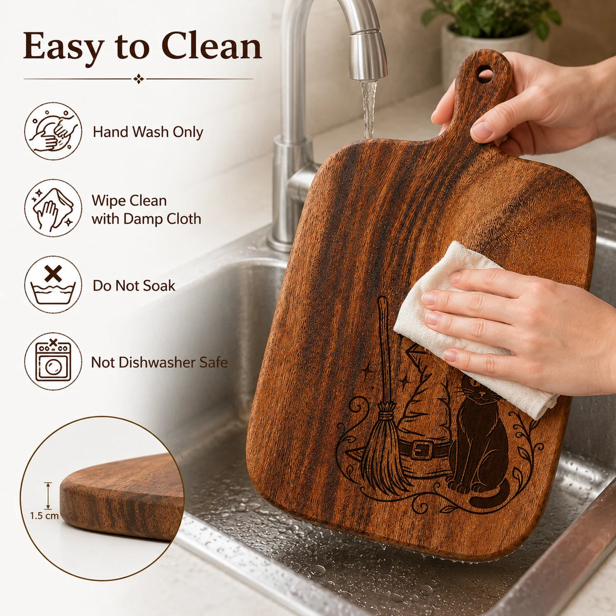 Wooden Carved Halloween Cutting Board