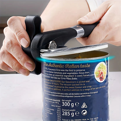 Kitchenley Professional Side-Cut Manual Can Opener – Easy-Grip Plastic Kitchen Tool for Safe, Clean Lid Removal