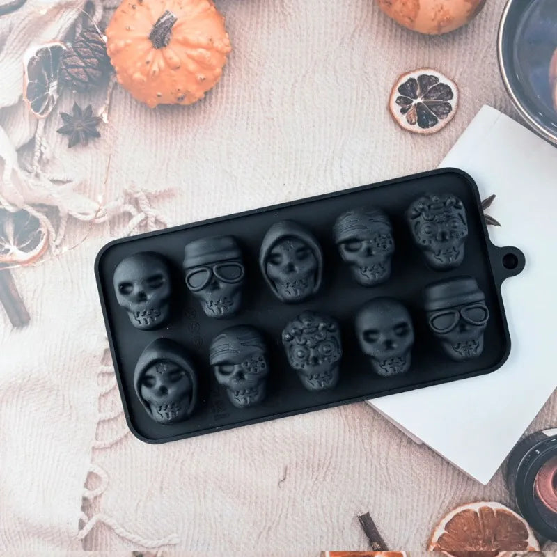 10-Grid Skull Silicone Ice Cube Mold