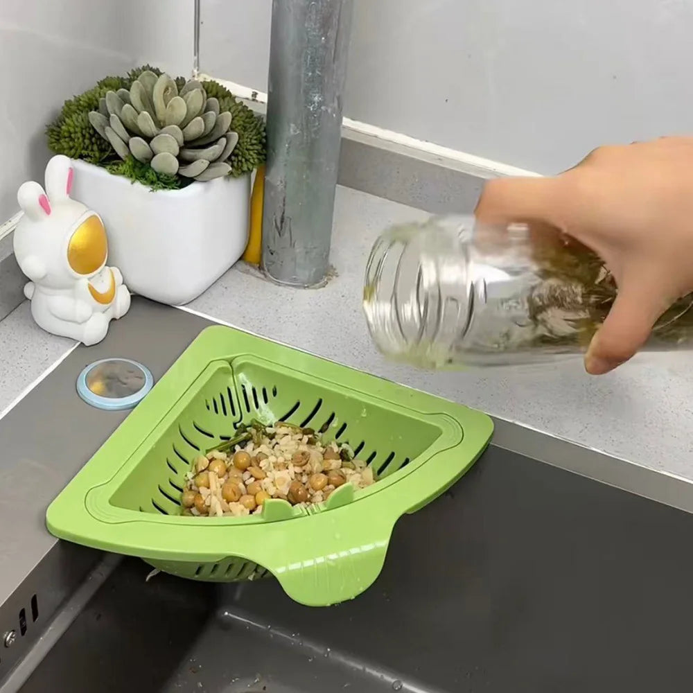 Magnetic Triangle Sink Drain Basket – Fruit & Vegetable Drainage & Food Waste Filter - Kitchenley