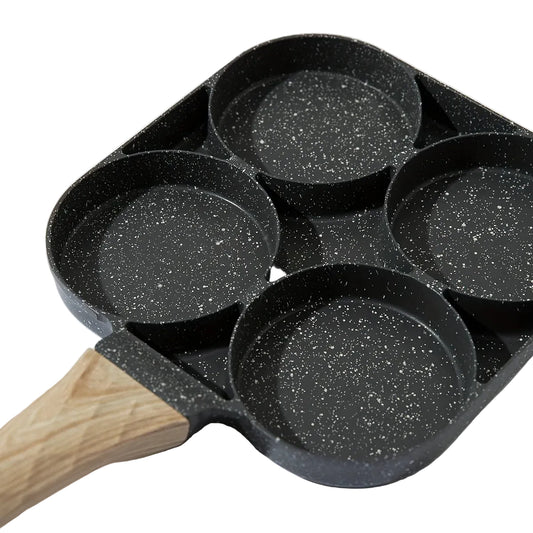 4-Hole Medical Stone Non-Stick Omelette & Egg Pan – Flat-Bottom Breakfast Frying Pan