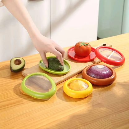 1/4Pc Silicone Fruit And Vegetable Fresh-Keeping Box Portable Food Storage Container Set Cover Transparent Reusable Kitchen Tool
