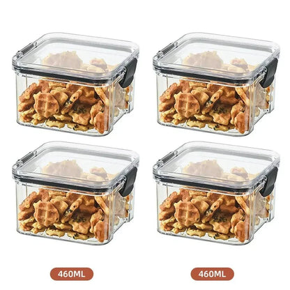 460/700/950/1300/1800ml Thick Sealed Storage Tank Transparent Square Dried Fruit Storage Box Kitchen Grain Storage Jar Container