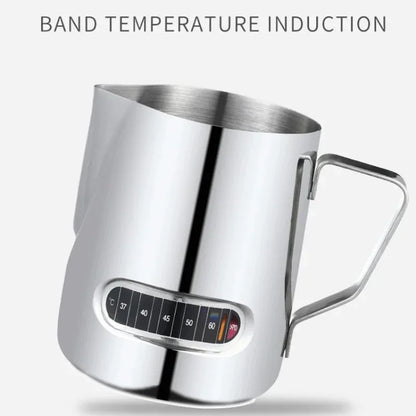 350mL Stainless Steel Milk Frothing Pitcher Temperature Display Milk Frother Pitcher Jug Cup for Latte Art Barista Kitchen