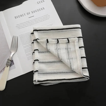 Simple Black White Striped Tablecloth Placemat Dining Table Mat Coaster Food Posing Background Cloth Home Decoration Accessories