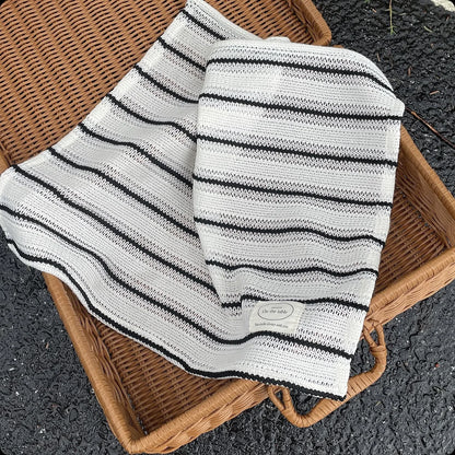 Simple Black White Striped Tablecloth Placemat Dining Table Mat Coaster Food Posing Background Cloth Home Decoration Accessories
