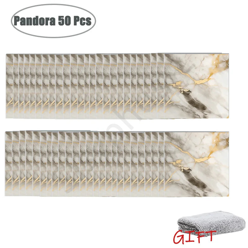 10-50Pcs PVC Marble Wall Stickers Self-Adhesive Thickened Tile Sticker Bathroom Waterproof Floor Sticker Kitchen Home Decoration
