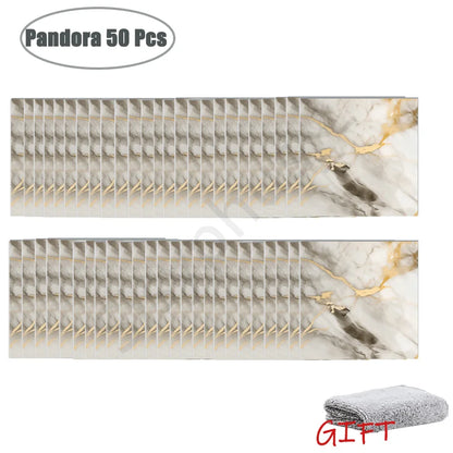 10-50Pcs PVC Marble Wall Stickers Self-Adhesive Thickened Tile Sticker Bathroom Waterproof Floor Sticker Kitchen Home Decoration