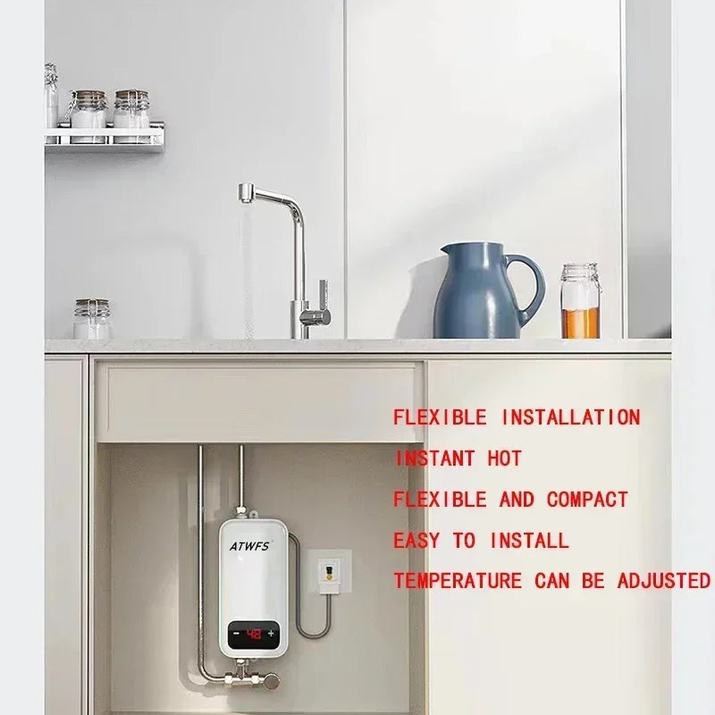 Instant Water Heater 220V 4600W Portable Electric Heaters for Bathroom Hot Water Shower and Home Kitchen Heating