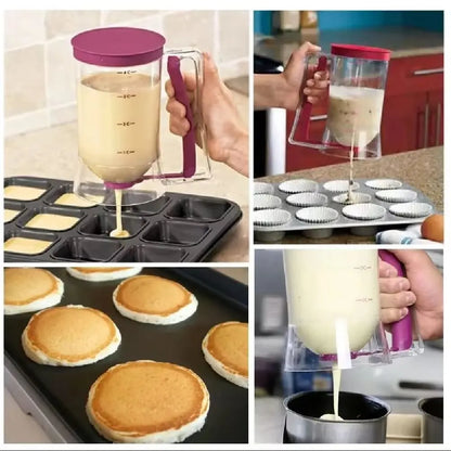 Kitchenley 900ml Batter Dispenser with Measuring Label – Squeeze Handle for Pancake, Cookie, Cake & Waffle Batter