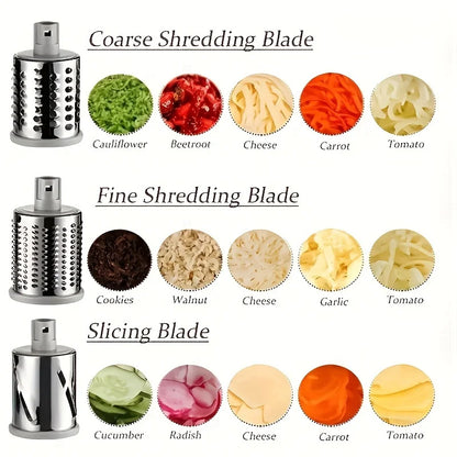 1pc Highly efficient and versatile Vegetable and Fruit Slicer Grater - benchtop drum cutter with drum design for fast, even shre
