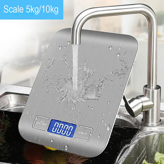 10kg/5kg LCD Electronic Scales OZ/ML/LB/G Kitchen Scale Stainless Steel Weighing Scale Food Diet Postal Balance Measuring Tool