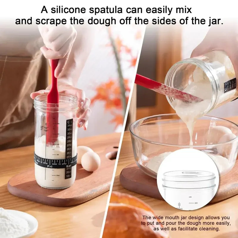 19-Piece Professional Sourdough Starter Kit – Banneton Bread Proofing Basket & Glass Starter Jar - Kitchenley