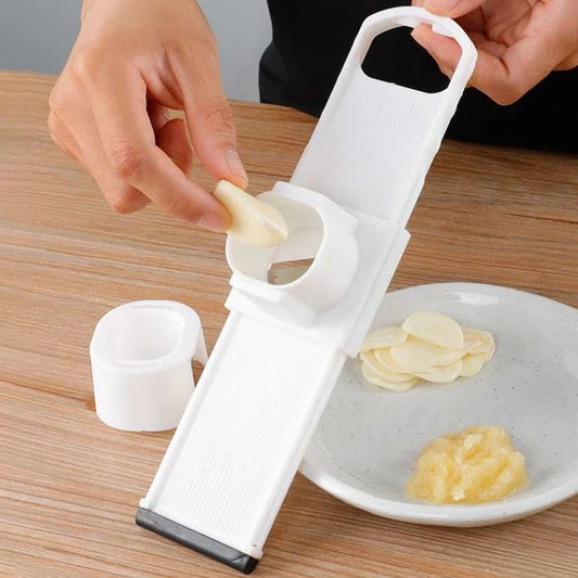 2-in-1 Ginger & Garlic Cutter Slicer – Manual Double-Sided Slicing & Grinding Vegetable Chopper