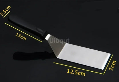 Stainless Steel Steak Fried Shovel Spatula Pizza peel Grasping Cutter Spade Pastry BBQ Tools Wooden Rubber Handle Kitchen turner