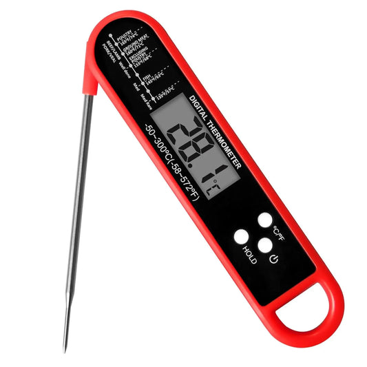 Food Thermometer Fast Precise with Magnet Foldable Probe Grill & Cooking Outdoor Camping & Kitchen Accessories Water Resistant