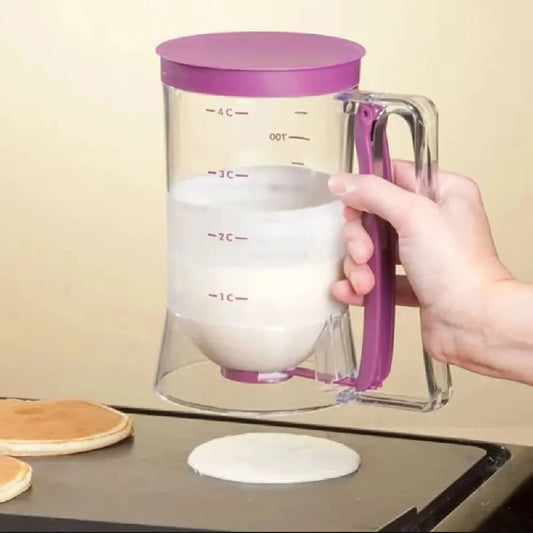 900ml Batter Separator Dispenser with Measuring Label Squeeze Handle for Pancake Cookie Cake Waffle Batter Storage