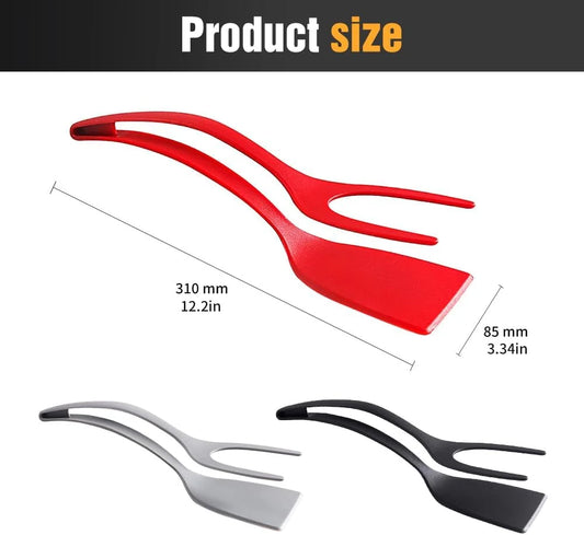 Egg Flipper Spatula 2 in 1 Grip and Flip Spatula Tongs Silicone Egg Flipper Tool Fish French Toast Tongs Non-Stick Cooking