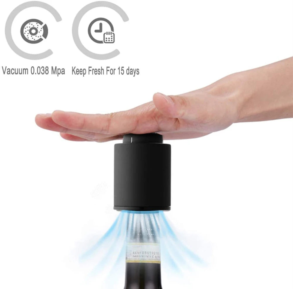 Vacuum Wine Bottle Stopper – Reusable Push-Style Wine Cork - Kitchenley