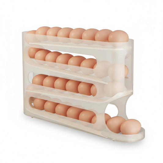 Ladder-Style Automatic Rolling Egg Storage Box – Fridge Side Door Egg Organizer (2/4 Layer)