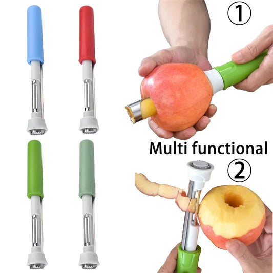 New Stainless Steel Scalable Fruit Corers Extractor Peeler with Green Red Blue Anti Slip Handle Kitchen Apple Pear Coring Tools