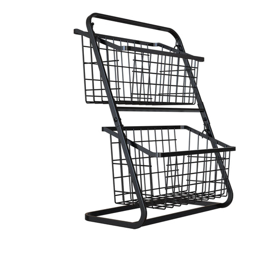 Floor-to-Ceiling Multi-Layer Vegetable & Fruit Storage Rack – Black Kitchen Storage Shelf Basket