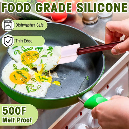 LMETJMA Heat Resistant Rubber Spatula Nonstick Silicone Spatula Scrapers Commercial High Temp Kitchen Baking Spatula JT491