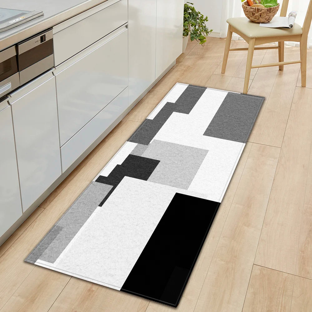 Plaid Kitchen Mat Home Living Room Balcony Bedroom Floor Decoration 3D Carpet House Hallway Entrance Door Bath Non-Slip Foot Rug