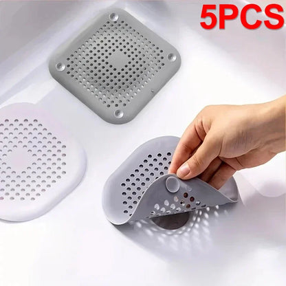 5/1PCS Hair Catcher Filter Sink Anti-blocking Strainer Bathtub Shower Floor Silicone Stopper Cover Kitchen Bathroom Accessor