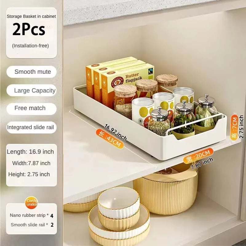 Pull-Out Kitchen Storage Rack with Slide Rails – Cabinet Organizer - Kitchenley