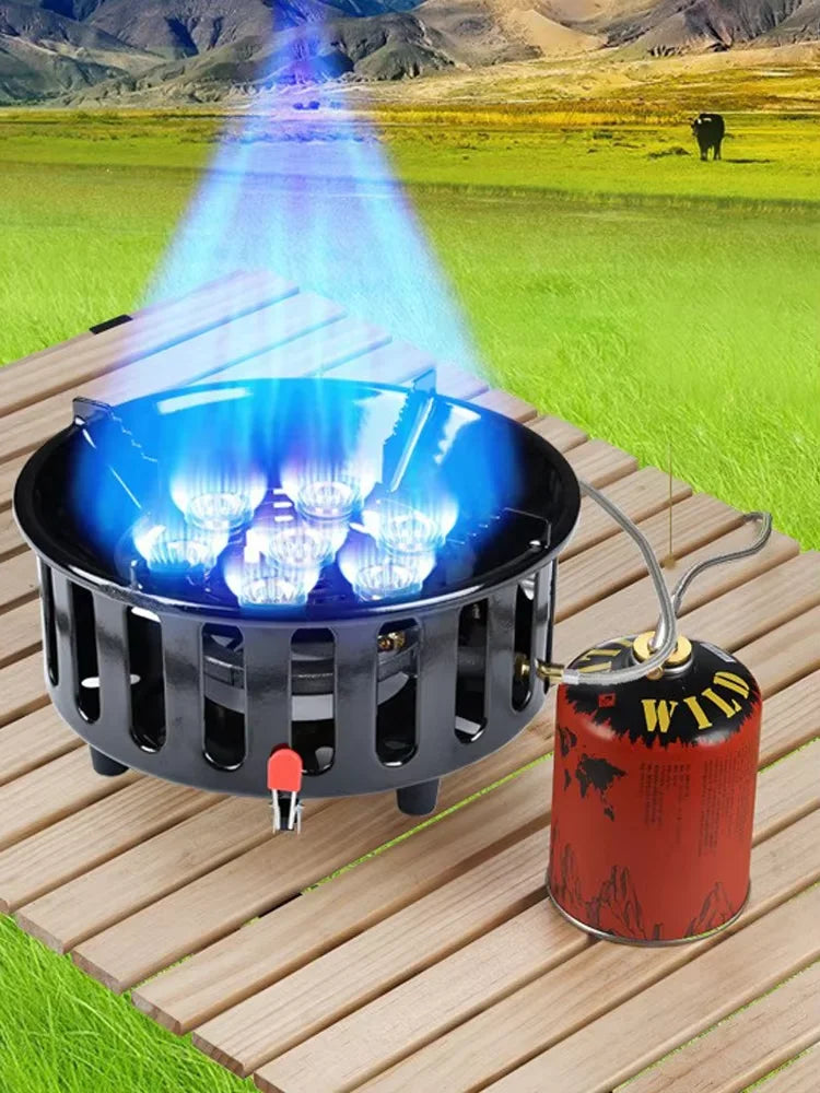 19800W 7-Core Camping Stove High-Power Gase Burner Windproof Stove Electronic ignition Outdoor Stoves Hiking Camping