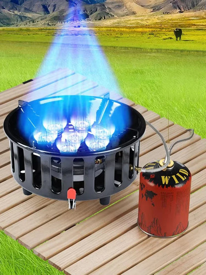 19800W 7-Core Camping Stove High-Power Gase Burner Windproof Stove Electronic ignition Outdoor Stoves Hiking Camping