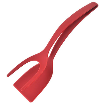 Egg Flipper Spatula 2 in 1 Grip and Flip Spatula Tongs Silicone Egg Flipper Tool Fish French Toast Tongs Non-Stick Cooking