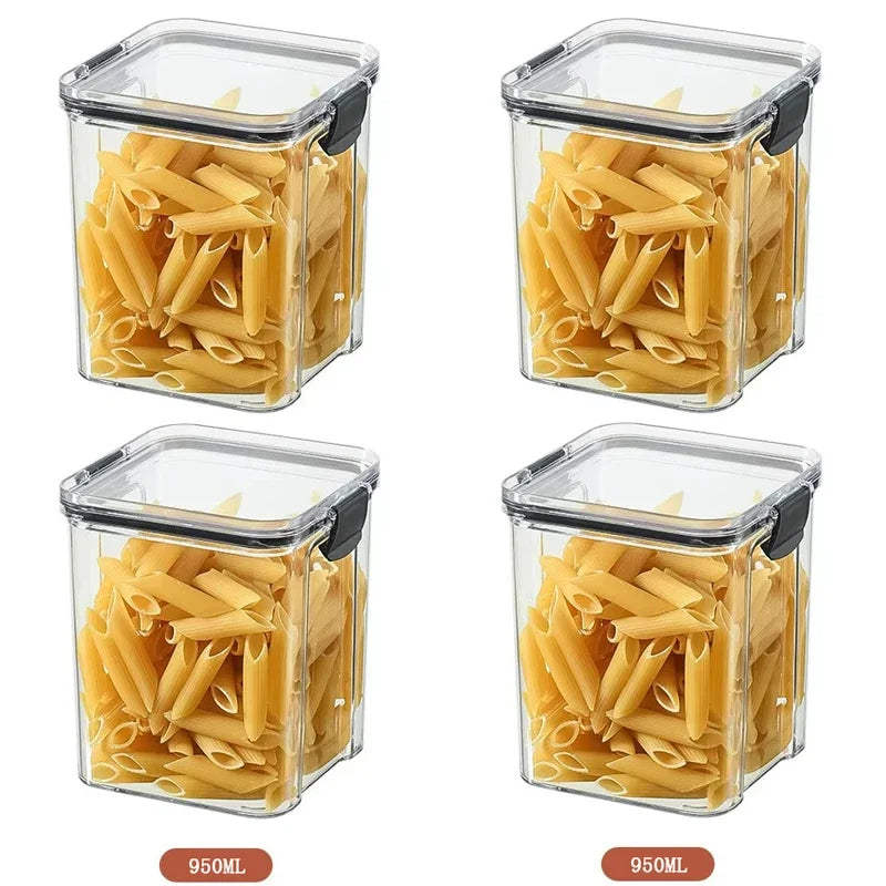 460/700/950/1300/1800ml Thick Sealed Storage Tank Transparent Square Dried Fruit Storage Box Kitchen Grain Storage Jar Container