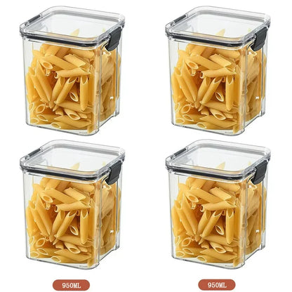 460/700/950/1300/1800ml Thick Sealed Storage Tank Transparent Square Dried Fruit Storage Box Kitchen Grain Storage Jar Container