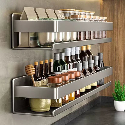 Multifunctional Item Shelf Condiment Storage Organizer Rack Organizer Spice Rack Organizer Wall Mount Seasoning Organizer Shelf