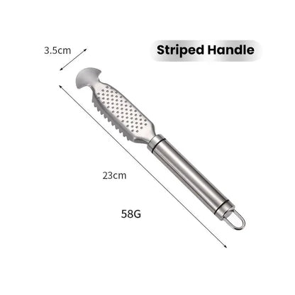 Stainless Steel Fish Scale Scraper & Belly Knife – Multi-Use Ginger & Garlic Grater Kitchen Tool