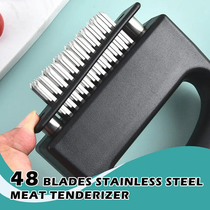 48-Blade Stainless Steel Needle Meat Tenderizer – Beef & Steak Mallet Pounder