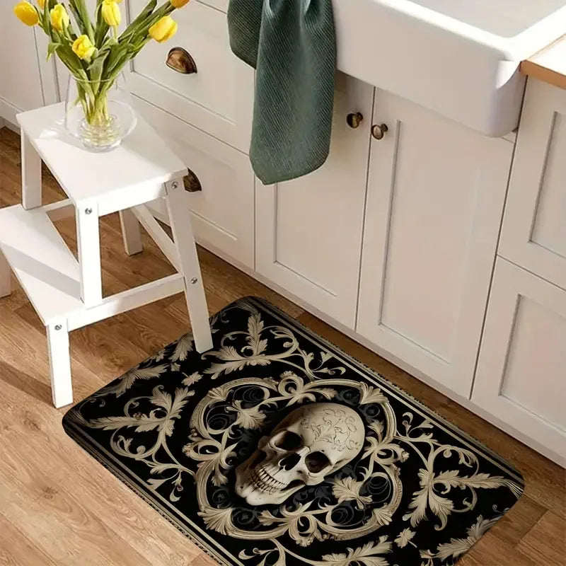 VIKAMA 1/2 pcs Skull Head Door Mat Comfortable Soft Warm Noise Reduction Kitchen Carpet Bathroom Toilet Floor Mat Home Decor