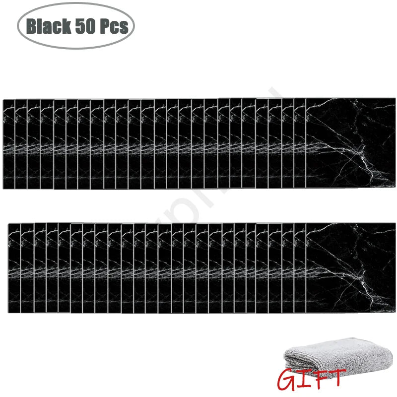 10-50Pcs PVC Marble Wall Stickers Self-Adhesive Thickened Tile Sticker Bathroom Waterproof Floor Sticker Kitchen Home Decoration
