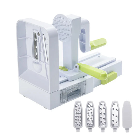 LMETJMA 5-in-1 Rotary Vegetable Spiralizer & Slicer