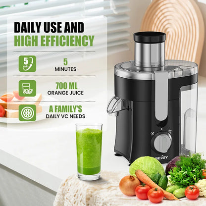 SEJOY Centrifugal Juicer Machine Compact Automatic Pulp Ejection Electric Citrus Juicer Extractor Machine Fruit Veg Blender